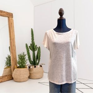 Ann Taylor Ruffle Short Sleeve Linen Top